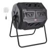 imageVEVOR Compost Bin 43Gal Dual Chamber Composting Tumbler Large Tumbling Rotating Composter with 2 Sliding Doors and Steel Frame BPA Free Composter Bin Tumbler for Garden Kitchen Yard Outdoor