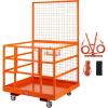 imageVEVOR Forklift Safety Cage 36 x 36 Inches Foldable Forklift Work Platform of 1200 lbs Load Capacity with Lockable Swivel Wheels Drain Hole ampamp Device Chain Holds 1 to 2 Adults Ideal for Aerial Work43x45 with Wheels
