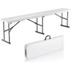 imageVEVOR Plastic Folding Bench 6ft Portable Folding Bench Smooth High Density Polyethylene Waterproof Outdoor Bench Picnic Camping Table with Handle for Garden Soccer Playtime White 1 PackWhite