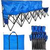 imageVEVOR Portable Folding Bench 8 Seats Foldable Sideline Bench Outdoor Camping Bench Chair with Carry Bag ampamp Backrest Team Sport Sideline Bench for Football Fishing No Assembly Instant Seating BlackBlue