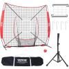 imageVEVOR Softball Practice Net Portable Baseball Training Net for Hitting Batting Catching Pitching  Backstop Equipment with Bow Frame Carry Bag Strike Zone Batting Tee7X7FT Set 1