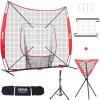imageVEVOR Softball Practice Net Portable Baseball Training Net for Hitting Batting Catching Pitching  Backstop Equipment with Bow Frame Carry Bag Strike Zone Batting Tee7X7FT Set 2