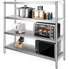 imageVEVOR Stainless Steel Shelving 60x185 Inch 4 Tier Adjustable Shelf Storage Unit Stainless Steel Heavy Duty Shelving for Kitchen Commercial Office Garage Storage 330lb Per Shelf