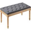 imageVEVOR Upholstered Bench for Bedroom end of Bed Vanity Foam Padded Cushion ampamp Rubberwood Legs Tufted Footrest Stool Entryway for Dining Living Room Piano Hallway 32 x 16 x 19 Inches BeigeDark Gray