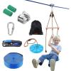 imageVEVOR Zip line Kits for Backyard160ft Zip line Kit for Kids and Adult Up to 330 lb Included Swing Seat Ziplines Brake and Steel Trolley Outdoor Playground EquipmentBlue52 ft