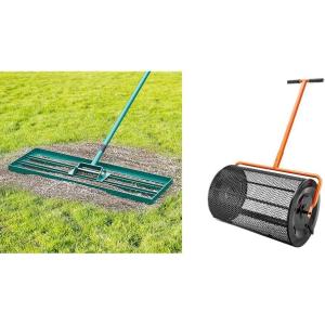 imageLawn Leveling Rake 36quotx10quot with 78quot Handle Compost Spreader with 244256quot Adjustable Handle and 24quot Basket for Spreading Manure Topsoil