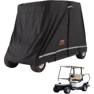 imageVEVOR 22 Passenger Golf Cart Cover 600D Polyester Full Cover Suitable for 22 Seats Golf Carts Waterproof Sunproof and Dustproof Outdoor Golf Cart Cover with Three Zipper Doors Black