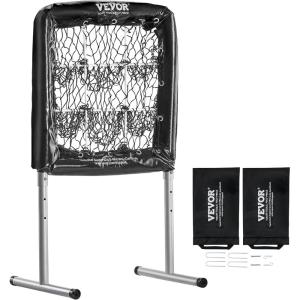 imageVEVOR 9 Hole Baseball Net 28quotx27quot Softball Baseball Training Equipment for Hitting Pitching Practice Heavy Duty Height Adjustable Trainer Aid with Strike Zone ampamp 4 Ground Stakes for Youth Adults