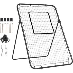 imageVEVOR Baseball and Softball Rebounder Net PitchBack Baseball Pitching Nest 3Way Baseball Softball Pitchback Net Fielding Trainer Bounce Back Net for FieldingThrowing Practice4X6 FT