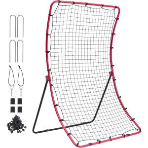 imageVEVOR Baseball and Softball Rebounder Net PitchBack Baseball Pitching Net Volleyball Pitch Return Trainer Rebound Net with Pitching Target All Angle Fielding Rebound Net for Grounders Pop Flies4X55FT