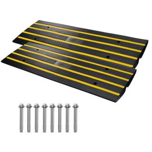 imageVEVOR Car Driveway Rubber Curb Ramps Heavy Duty 33069lbs Capacity Threshold Ramp 26 Inch High Cable Cover Curbside Bridge Ramp for Loading Dock Garage Sidewalk 1Channel 1PackCurb Ramp2PC