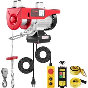 imageVEVOR Electric Hoist 1760lbs with 14ft Wired Remote Control Electric Hoist 110 Volt with 40ft Single Cable Lifting Height ampamp Pure Copper Motor for Garage Warehouse Factory1320LBS WirelessWired