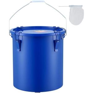 imageVEVOR Fryer Grease Bucket 10 Gal Oil Disposal Caddy Carbon Steel Fryer Oil Bucket with RustProof Coating Oil Transport Container with Lid Lock Clips Filter Bag for Hot Cooking Oil FilteringBlue