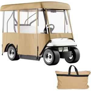 imageVEVOR Golf Cart Enclosure Polyester Driving Enclosure Club Car Covers Universal Fits for Most Brand Carts Sunproof and Dustproof Outdoor Cart Cover300DBeige 787x433x622