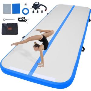 imageVEVOR Gymnastics Air Mat Inflatable Track with Electric Pump Training Mats for Home UseGymYogaCheerleadingBeachParkWaterBlue