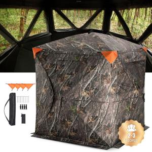 imageVEVOR Hunting BlindSee Through Ground Blinds with Carrying Bag 360 Degree Portable Camouflage TentDurable Concealed Shelter with Silent Side Door and Window for Turkey and Deer23 Person
