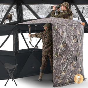 imageVEVOR Hunting BlindSee Through Ground Blinds with Carrying Bag 360 Degree Portable Camouflage TentDurable Concealed Shelter with Silent Side Door and Window for Turkey and Deer23 PersonThermal