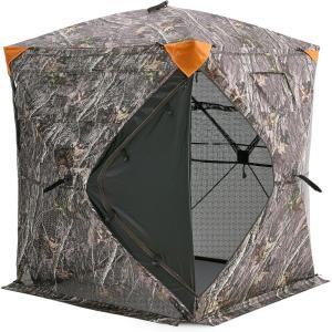 imageVEVOR Hunting BlindSee Through Ground Blinds with Carrying Bag 360 Degree Portable Camouflage TentDurable Concealed Shelter with Silent Side Door and Window for Turkey and Deer12 Person270See Through 
