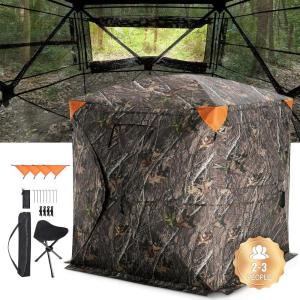 imageVEVOR Hunting BlindSee Through Ground Blinds with Carrying Bag 360 Degree Portable Camouflage TentDurable Concealed Shelter with Silent Side Door and Window for Turkey and Deer23 Person270See Through 