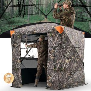 imageVEVOR Hunting BlindSee Through Ground Blinds with Carrying Bag 360 Degree Portable Camouflage TentDurable Concealed Shelter with Silent Side Door and Window for Turkey and Deer45 Person270 See Through H79