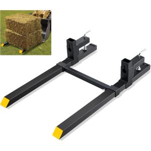 imageVEVOR Pallet Forks 2000 Lbs Clamp on Pallet Forks 43quot Total Length Tractor Bucket Forks with Adjustable Stabilizer Bar Heavy Duty Pallet Forks for Tractor Attachments Skid Steer Loader Bucket