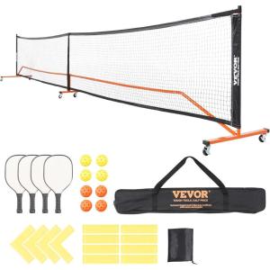 imageVEVOR Portable Pickleball Net System 22FT Regulation Size NetPickleball Net Set with Wheels and Paddles