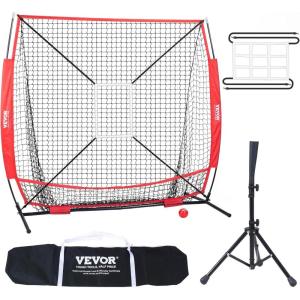 imageVEVOR Softball Practice Net Portable Baseball Training Net for Hitting Batting Catching Pitching  Backstop Equipment with Bow Frame Carry Bag Strike Zone Batting TeeNetTee