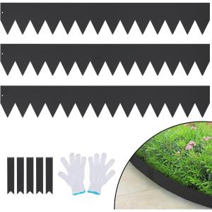 imageVEVOR Steel Landscape Edging 6 Packs 40 x 8 in RustResistant Metal Landscape Edging Bendable Garden Edging Border Heavy Duty Lawn Edging EasytoInstall Flower Bed Yard Pathway Divider Black40 L x 6 H 3 Pack
