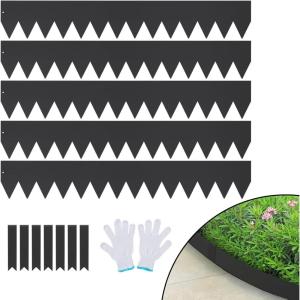 imageVEVOR Steel Landscape Edging 6 Packs 40 x 8 in RustResistant Metal Landscape Edging Bendable Garden Edging Border Heavy Duty Lawn Edging EasytoInstall Flower Bed Yard Pathway Divider Black40 L x 6 H 6 Pack