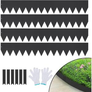 imageVEVOR Steel Landscape Edging 6 Packs 40 x 8 in RustResistant Metal Landscape Edging Bendable Garden Edging Border Heavy Duty Lawn Edging EasytoInstall Flower Bed Yard Pathway Divider Black40 L x 6 H 4 Pack