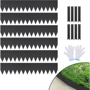 imageVEVOR Steel Landscape Edging 6 Packs 40 x 8 in RustResistant Metal Landscape Edging Bendable Garden Edging Border Heavy Duty Lawn Edging EasytoInstall Flower Bed Yard Pathway Divider Black40 L x 8 H 6 Pack
