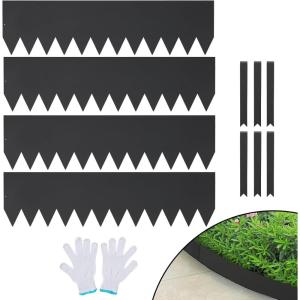 imageVEVOR Steel Landscape Edging 6 Packs 40 x 8 in RustResistant Metal Landscape Edging Bendable Garden Edging Border Heavy Duty Lawn Edging EasytoInstall Flower Bed Yard Pathway Divider Black40 L x 12 H 4 Pack