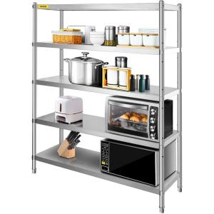 imageVEVOR Storage Shelf 4Tier Stainless Steel Shelving Storage Shelving Unit 709 x 177 x 591 Inch Heavy Duty Storage Rack Shelving 1320 Lbs Total Capacity with Adjustable HeightClassic