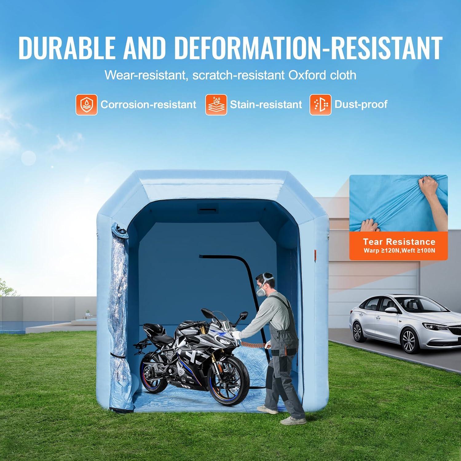 imageVEVOR Inflatable Paint Booth 98 x 82 x 82 ft Inflatable Spray Booth with 550W Powerful Blower and Air Filter System Portable Car Paint Booth for Motorcycle Bicycle Small Furniture PaintingBlue