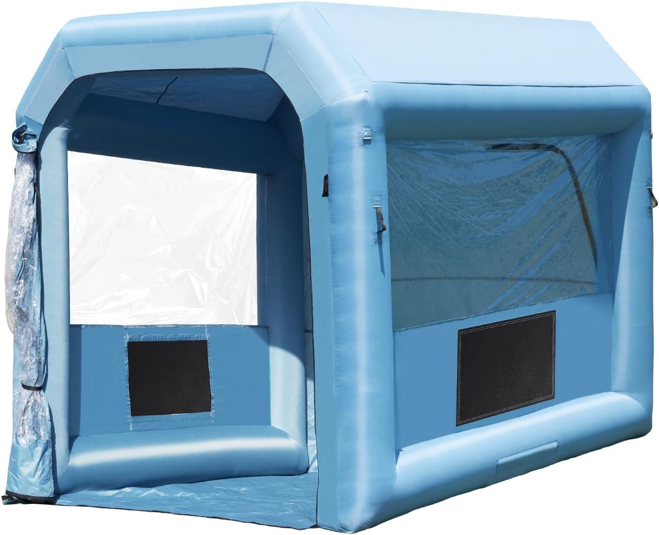 imageVEVOR Inflatable Paint Booth 98 x 82 x 82 ft Inflatable Spray Booth with 550W Powerful Blower and Air Filter System Portable Car Paint Booth for Motorcycle Bicycle Small Furniture PaintingBlue