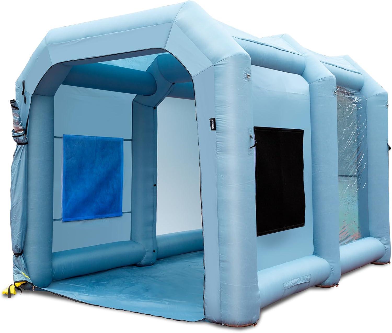 imageVEVOR Inflatable Paint Booth 98 x 82 x 82 ft Inflatable Spray Booth with 550W Powerful Blower and Air Filter System Portable Car Paint Booth for Motorcycle Bicycle Small Furniture PaintingBlue