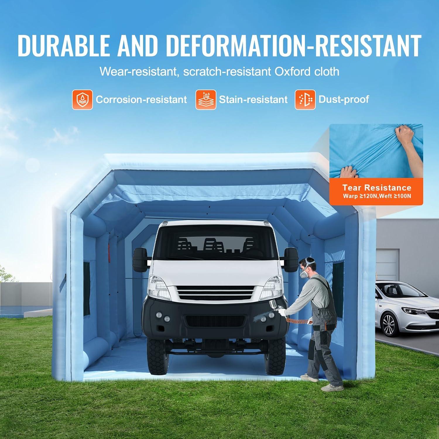 imageVEVOR Inflatable Paint Booth 98 x 82 x 82 ft Inflatable Spray Booth with 550W Powerful Blower and Air Filter System Portable Car Paint Booth for Motorcycle Bicycle Small Furniture PaintingBlue