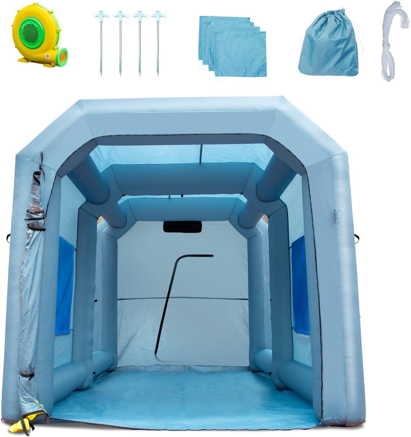 imageVEVOR Inflatable Paint Booth 98 x 82 x 82 ft Inflatable Spray Booth with 550W Powerful Blower and Air Filter System Portable Car Paint Booth for Motorcycle Bicycle Small Furniture PaintingBlue