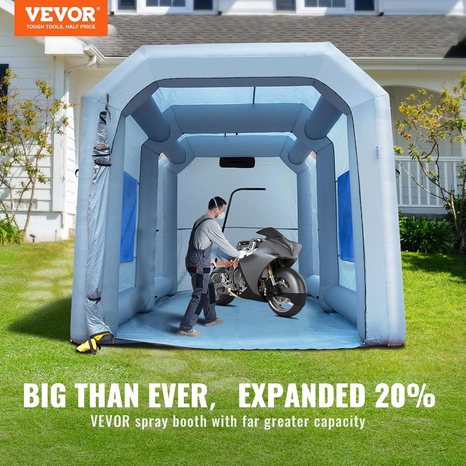 imageVEVOR Inflatable Paint Booth 98 x 82 x 82 ft Inflatable Spray Booth with 550W Powerful Blower and Air Filter System Portable Car Paint Booth for Motorcycle Bicycle Small Furniture PaintingBlue
