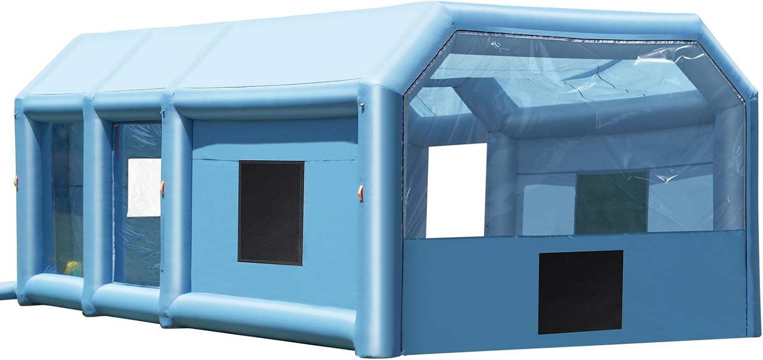 imageVEVOR Inflatable Paint Booth 98 x 82 x 82 ft Inflatable Spray Booth with 550W Powerful Blower and Air Filter System Portable Car Paint Booth for Motorcycle Bicycle Small Furniture PaintingBlue