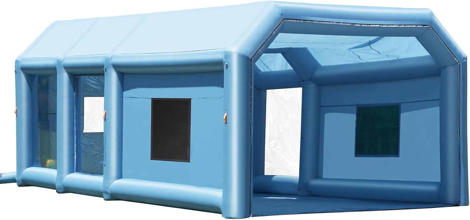 imageVEVOR Inflatable Paint Booth 98 x 82 x 82 ft Inflatable Spray Booth with 550W Powerful Blower and Air Filter System Portable Car Paint Booth for Motorcycle Bicycle Small Furniture PaintingBlue