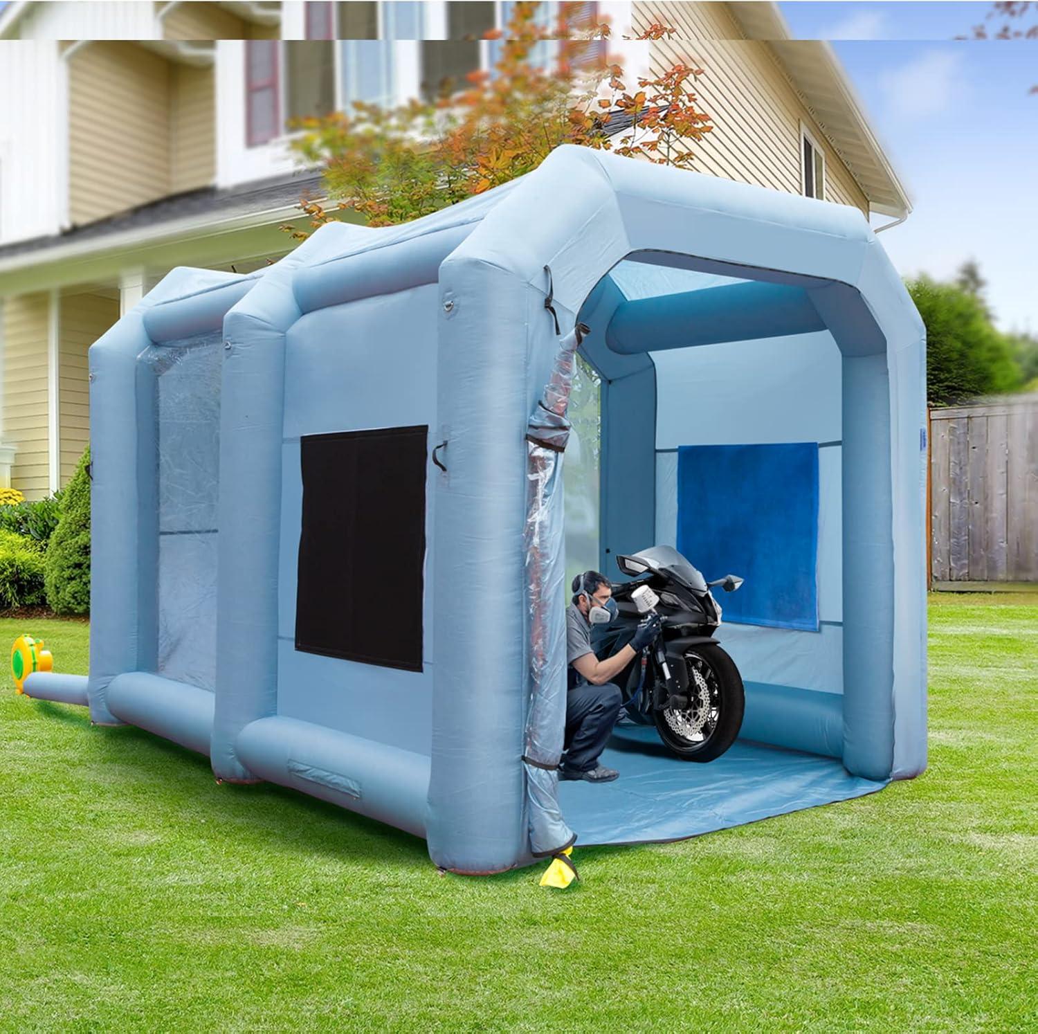 imageVEVOR Inflatable Paint Booth 98 x 82 x 82 ft Inflatable Spray Booth with 550W Powerful Blower and Air Filter System Portable Car Paint Booth for Motorcycle Bicycle Small Furniture PaintingBlue
