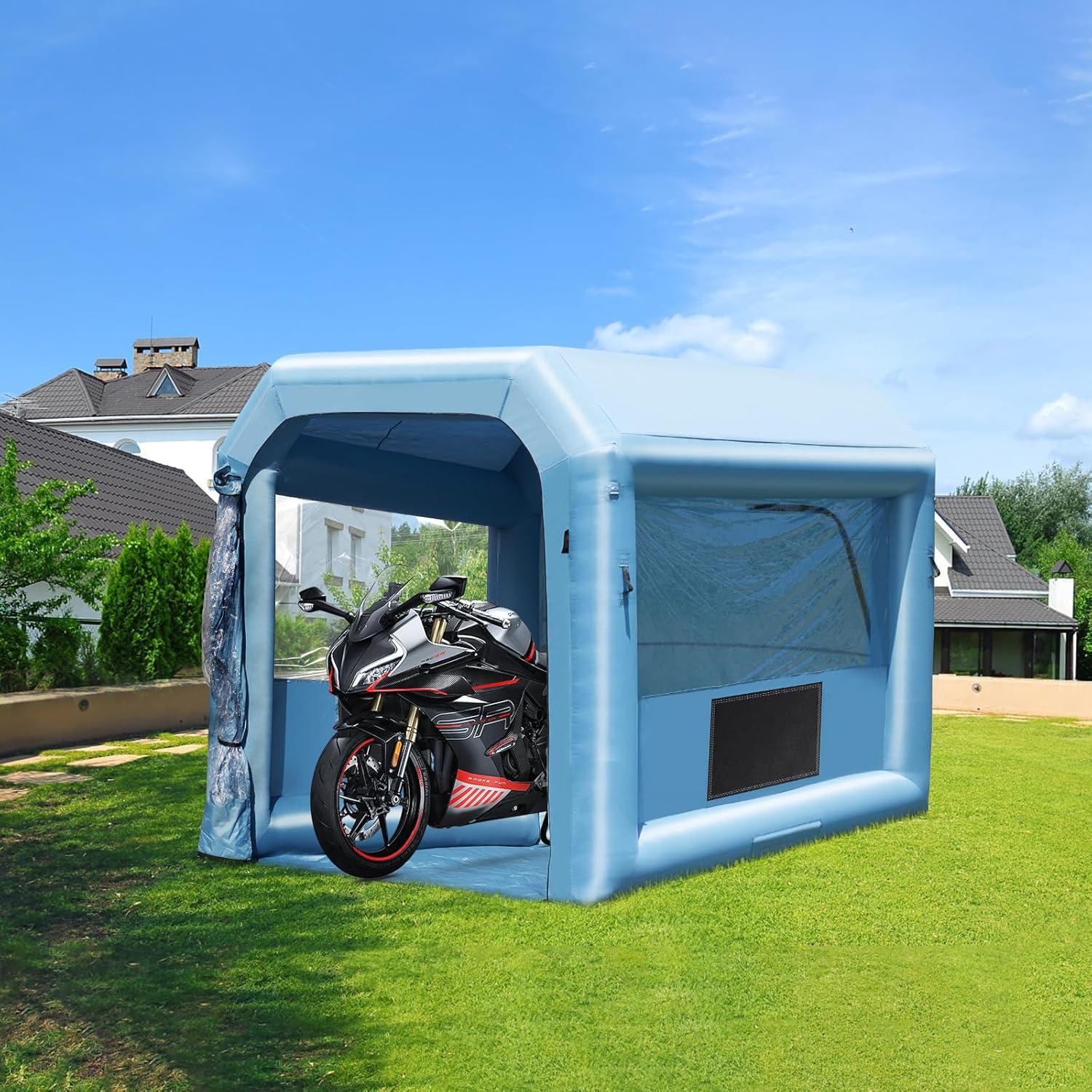 imageVEVOR Inflatable Paint Booth 98 x 82 x 82 ft Inflatable Spray Booth with 550W Powerful Blower and Air Filter System Portable Car Paint Booth for Motorcycle Bicycle Small Furniture PaintingBlue