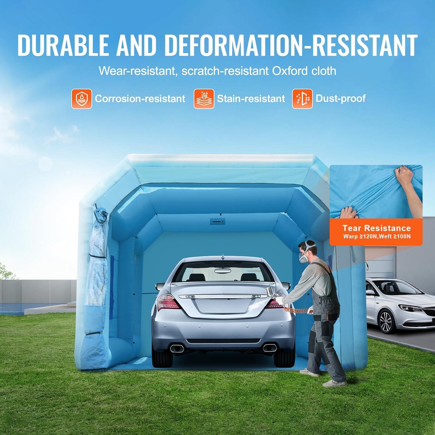 imageVEVOR Inflatable Paint Booth 98 x 82 x 82 ft Inflatable Spray Booth with 550W Powerful Blower and Air Filter System Portable Car Paint Booth for Motorcycle Bicycle Small Furniture PaintingBlue