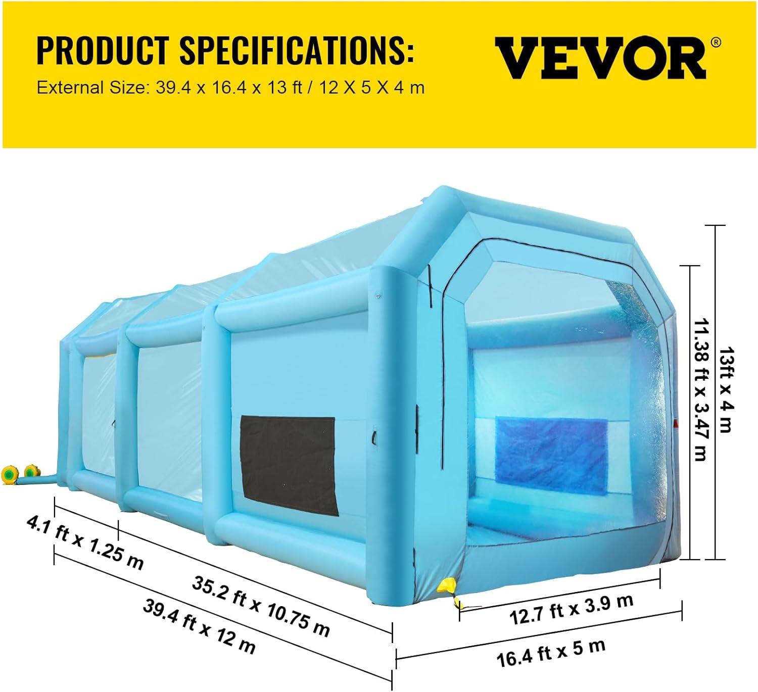 imageVEVOR Inflatable Paint Booth 98 x 82 x 82 ft Inflatable Spray Booth with 550W Powerful Blower and Air Filter System Portable Car Paint Booth for Motorcycle Bicycle Small Furniture PaintingBlue