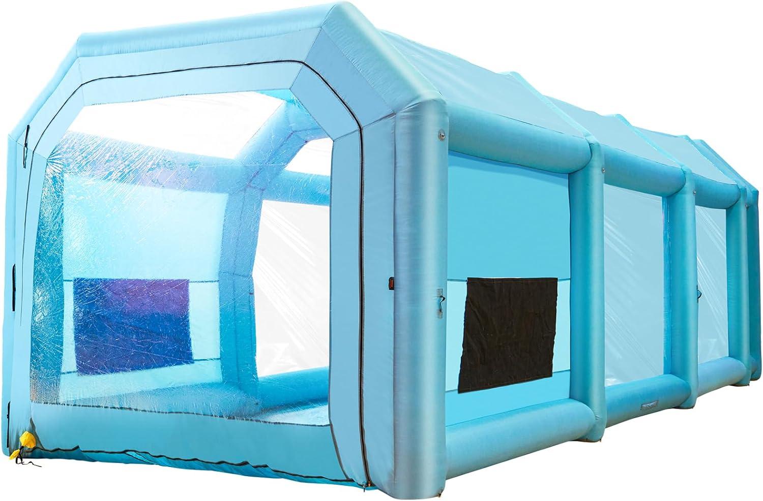 imageVEVOR Inflatable Paint Booth 98 x 82 x 82 ft Inflatable Spray Booth with 550W Powerful Blower and Air Filter System Portable Car Paint Booth for Motorcycle Bicycle Small Furniture PaintingBlue