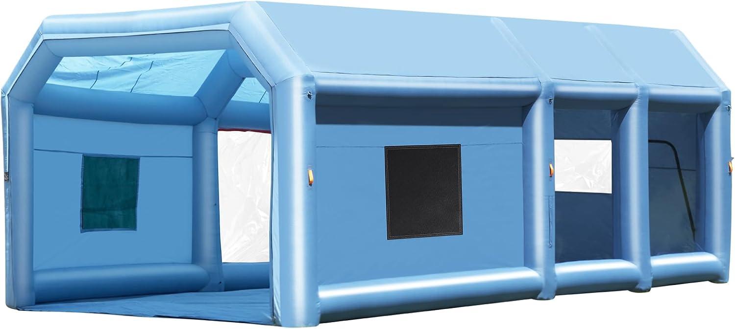 imageVEVOR Inflatable Paint Booth 98 x 82 x 82 ft Inflatable Spray Booth with 550W Powerful Blower and Air Filter System Portable Car Paint Booth for Motorcycle Bicycle Small Furniture PaintingBlue