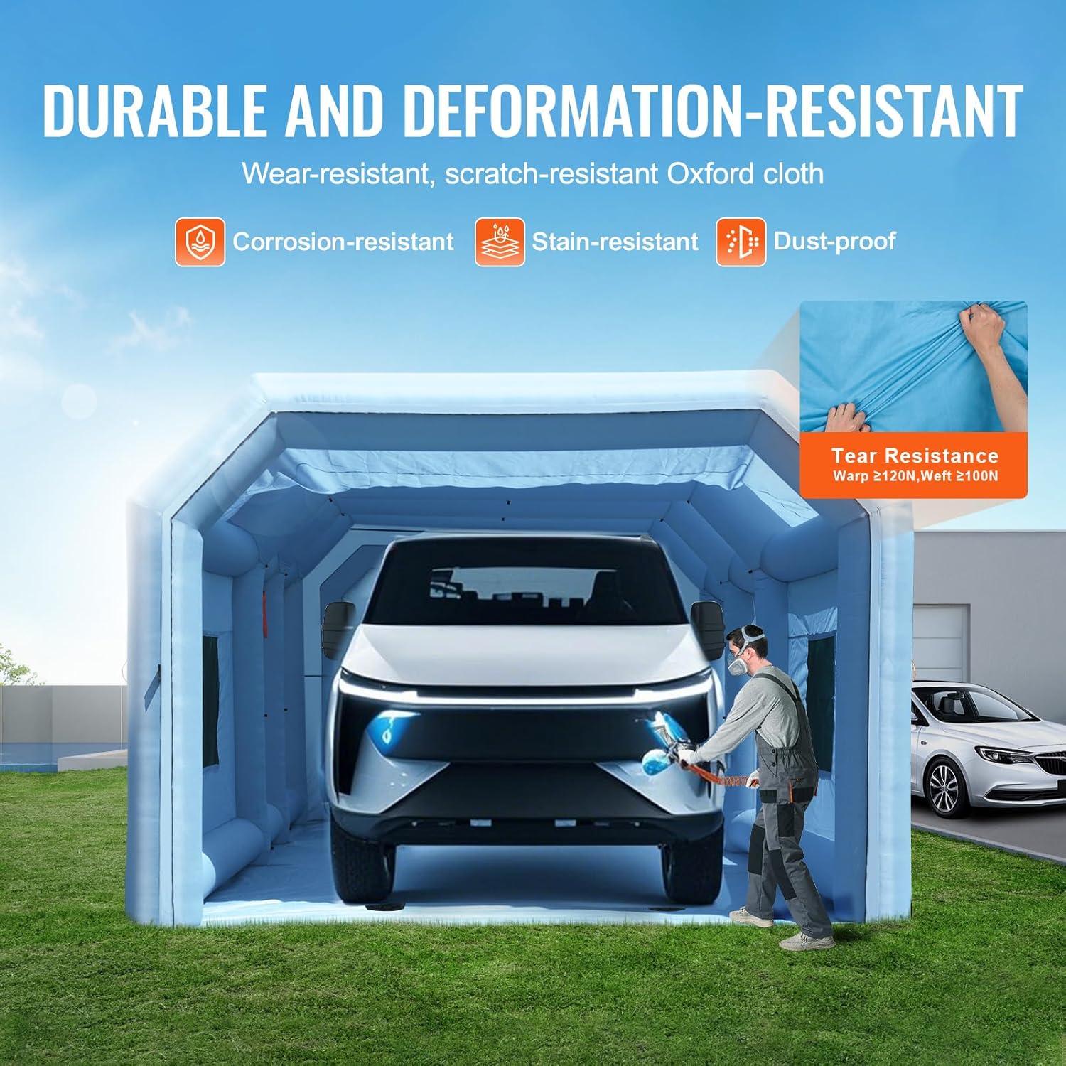 imageVEVOR Inflatable Paint Booth 98 x 82 x 82 ft Inflatable Spray Booth with 550W Powerful Blower and Air Filter System Portable Car Paint Booth for Motorcycle Bicycle Small Furniture PaintingBlue