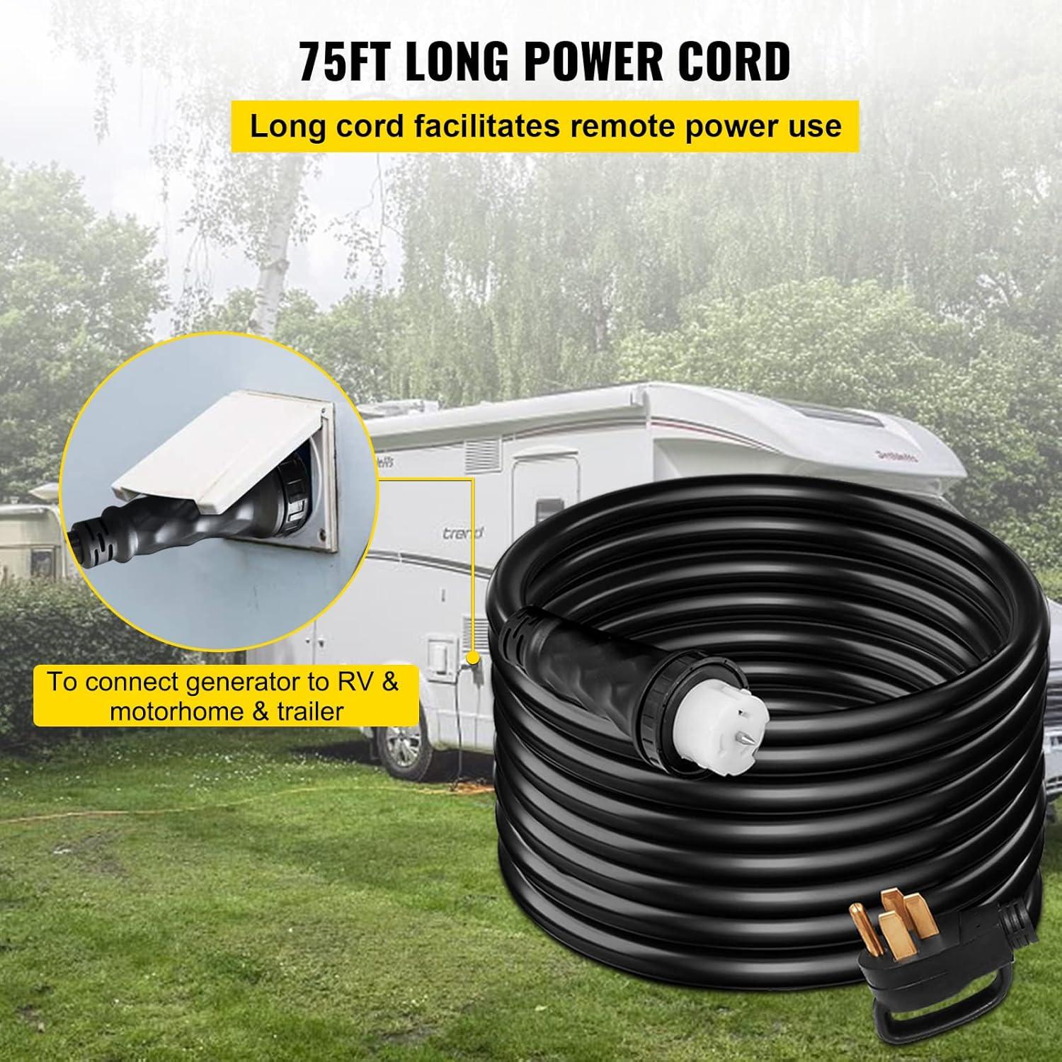 imageVevor 75Ft 50 Amp Generator Extension Cord 4 Wire 8 Gauge Generator Cord 125V 250V Generator Power Cord N1450P ampamp SS250R ampamp CS6364 Twist Lock Connectors  Everything Else