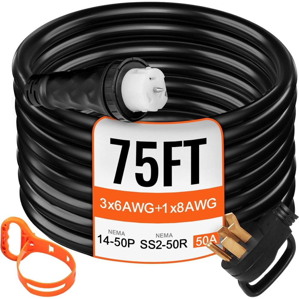 imageVevor 75Ft 50 Amp Generator Extension Cord 4 Wire 8 Gauge Generator Cord 125V 250V Generator Power Cord N1450P ampamp SS250R ampamp CS6364 Twist Lock Connectors  Everything Else